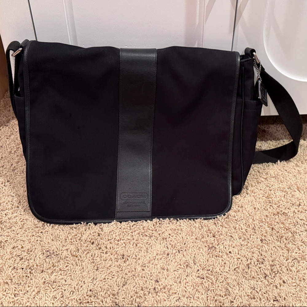 Black Coach Brand Messenger or Diaper Bag
